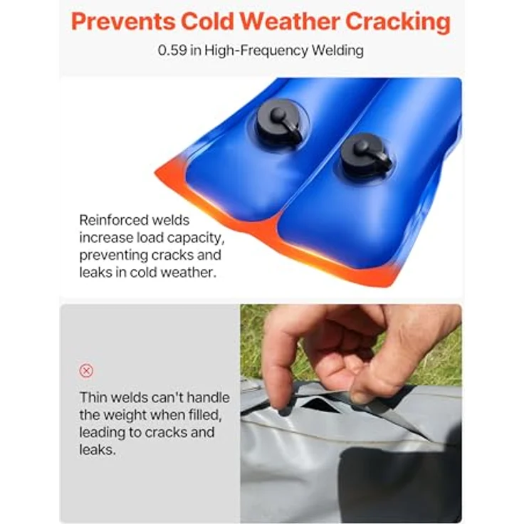 VEVOR Pool Beschwerungssack, 12er Set aus 300 cm langen PVC-Säcken mit 0,4 mm Dicke und auslaufsicherem Schraubverschluss, blaue Wassersäcke zur sicheren Befestigung von Poolabdeckungen im Winter – Bild 5