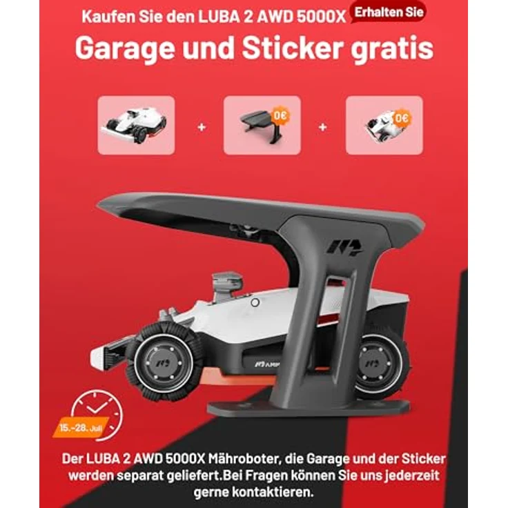 Mammotion LUBA 2 AWD 5000X Mähroboter, ohne Begrenzungskabel, NetRTK+Vision, 4G-Modul, empfohlen für 5000m², max. 6600m², 80% Steigung, Auto-Kartierung – Bild 2