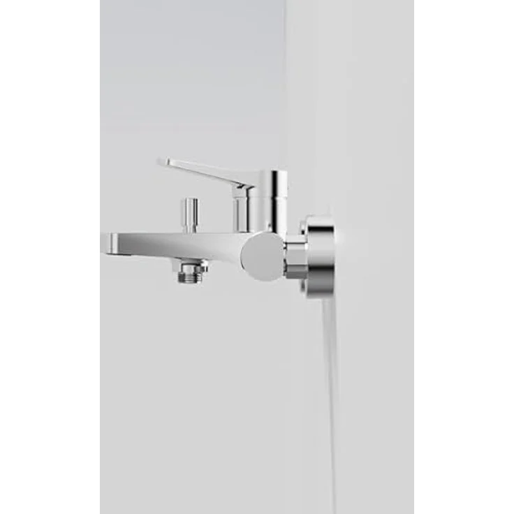 Steinberg Serie 340, Wannenarmatur Aufputz für zwei Verbraucher, Chrom, Ausladung 110mm, Einhebelarmatur – Bild 4