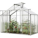 GFP Gewächshaus Orchidee 2 Alu-Rahmen 256 x 131 cm Polycarbonat Platten, Vielseitiges und geräumiges Treibhaus mit stabilem Alu-Rahmen, transparent