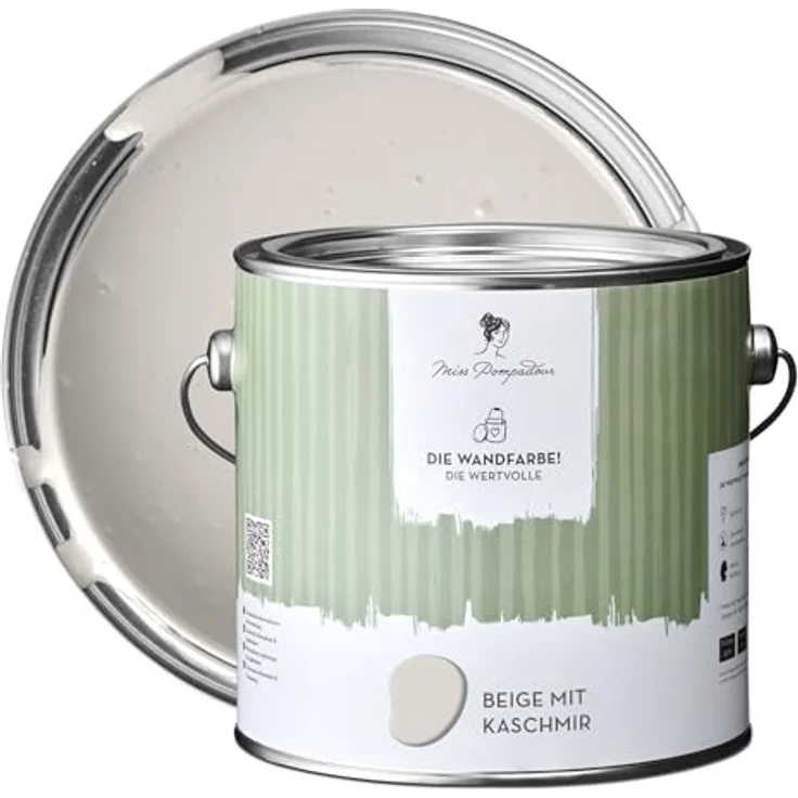 MissPompadour Wandfarbe Beige mit Kaschmir, matte Innenfarbe mit sehr hoher Deckkraft, 2,5 L, geruchsneutral und spritzfrei, wasserbasiert – Bild 1