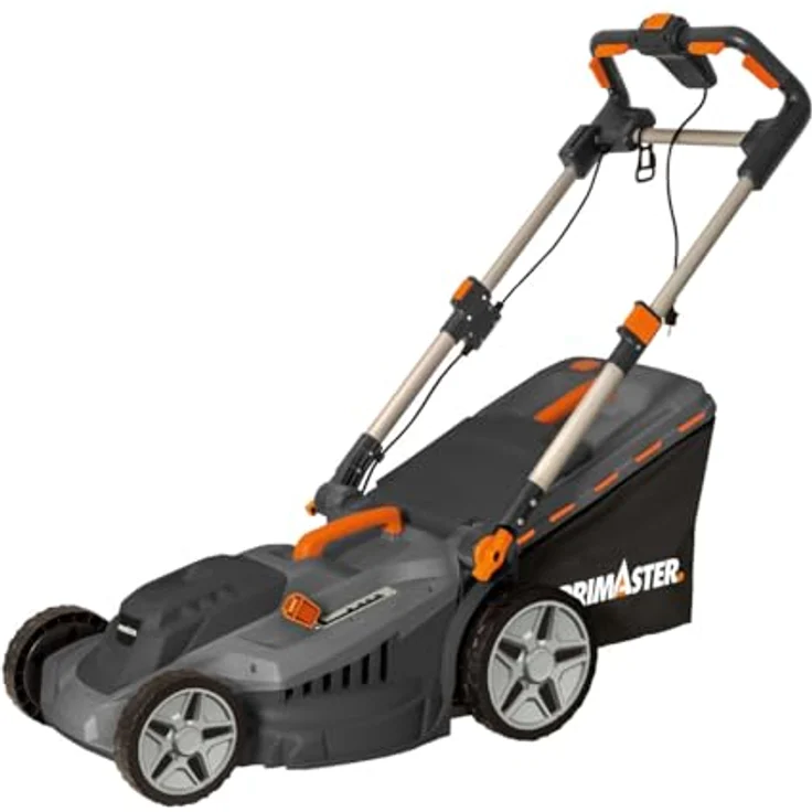 Primaster Elektro-Rasenmäher PERM 2043, 43 cm Schnittbreite, 2000 W, dunkelgrau-orange, 50 L Fangkorb, 5-fach höhenverstellbar – Bild 2