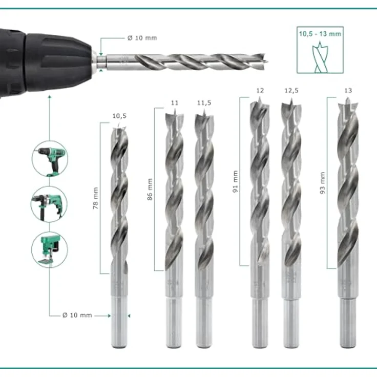 Ent European Norm Tools - ENT 25-tlg. HSS-G Holzbohrer-Set - 1 - 13 mm – Bild 5