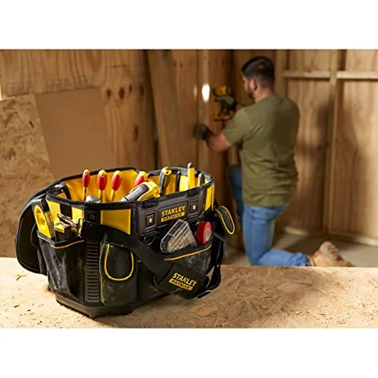 Stanley FatMax Werkzeugtasche - Werkzeugbeutel (50x33x31cm, mit runder Öffnung, formstabile Konstruktion, leicht zugängliche Fächer, ergonomischer Handgriff) FMST1-70749 – Bild 4