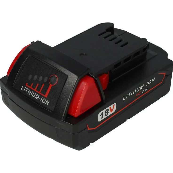 vhbw Akku kompatibel mit Milwaukee M18 Werkzeug (2000 mAh, Li-Ion, 18 V, schwarz/rot)