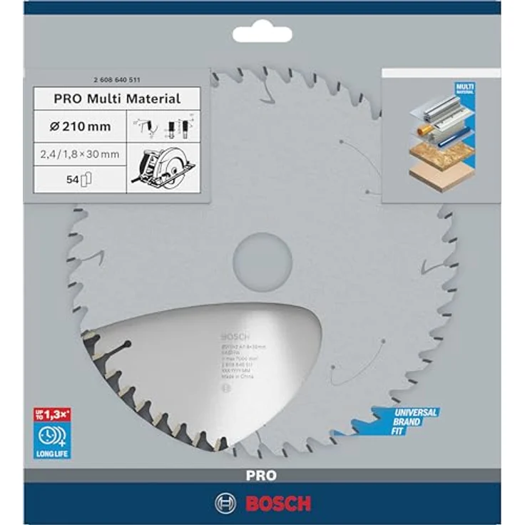 Bosch Professional Kreissägeblatt (für Multi Material, AußenØ: 210 mm Bohrung: 30 mm, Zubehör für Kreissäge) – Bild 2