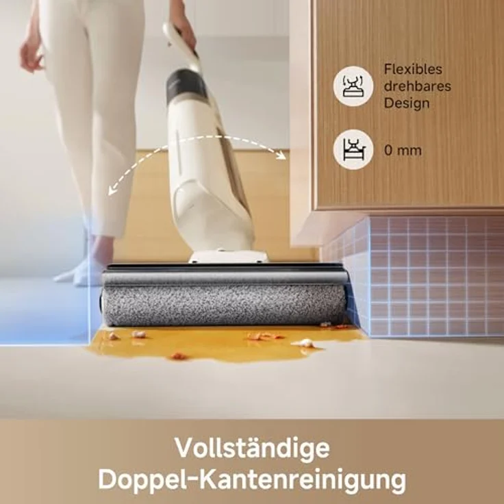 Mova K30 Nass- und Trockensauger, 18.000 Pa Saugkraft, 180°-Reichweite, flaches Design, Doppel-Kantenreinigung, Heißluft-Trocknung, Selbstreinigung, leichtes Gewicht – Bild 5