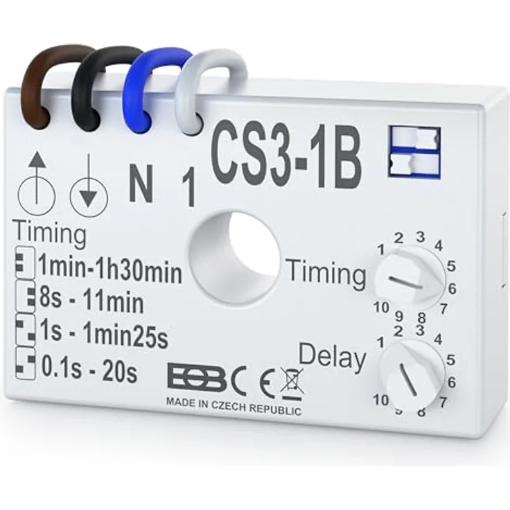 Elektrobock CS3-1B, Zeitschaltuhr mit Nachlaufrelais für Ventilatoren, Unterputz, Weiß, Verzögerungseinstellung bis 90 min