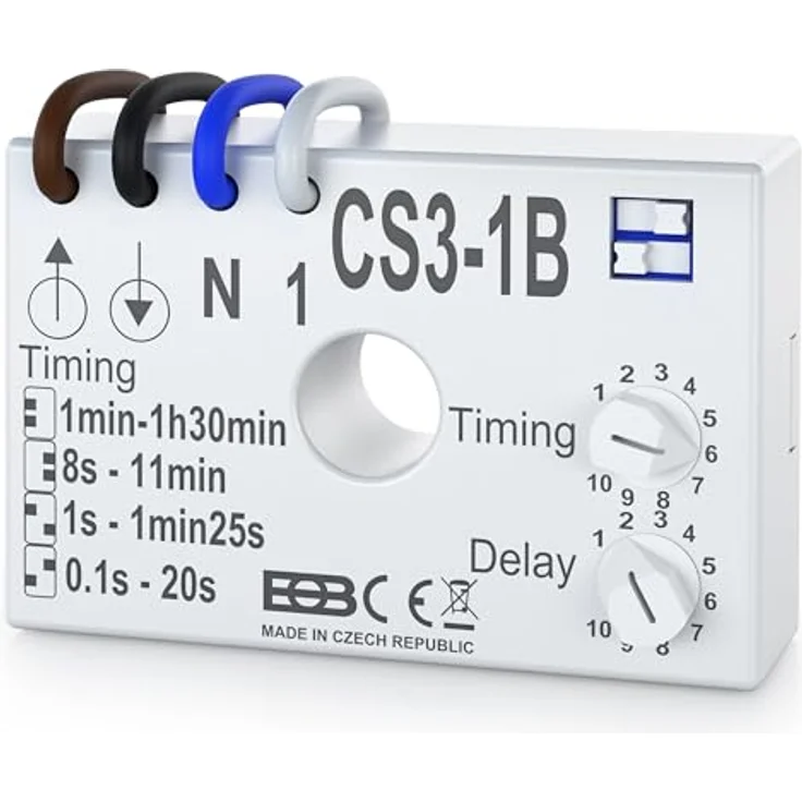 Elektrobock CS3-1B, Zeitschaltuhr mit Nachlaufrelais für Ventilatoren, Unterputz, Weiß, Verzögerungseinstellung bis 90 min – Bild 1