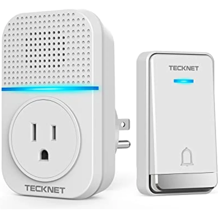 TECKNET Kabellose Türklingel, Batterielose Steckdosen-Funkklingel mit IP44 Wasserschutz, 32 Klingeltönen, 5 Lautstärkestufen, 400m Reichweite und LED Anzeige – Bild 4