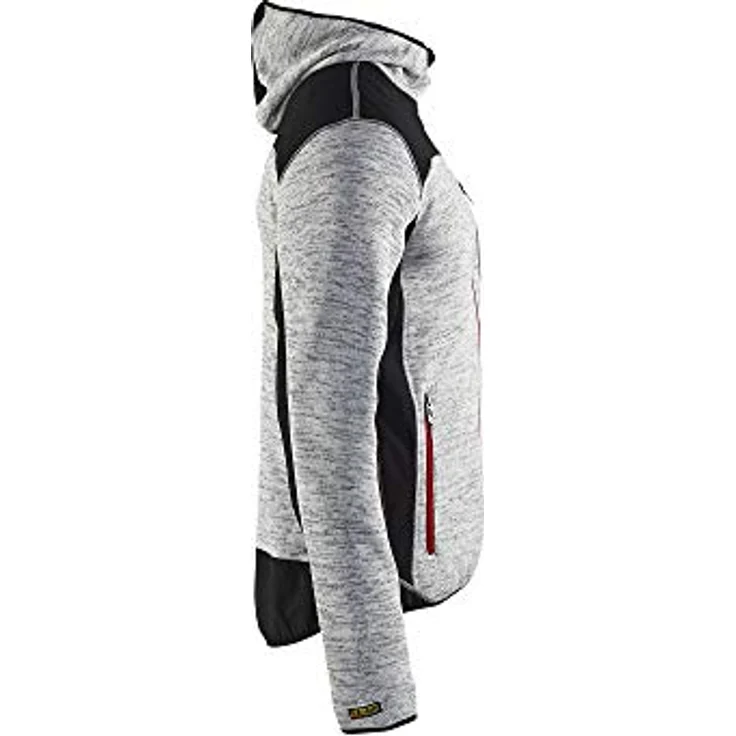 BLAKLÄDER® Herren Strickjacke 4930, Arbeitsjacke mit Softshell-Einsätzen, hellgrau/schwarz, Größe S – Bild 3