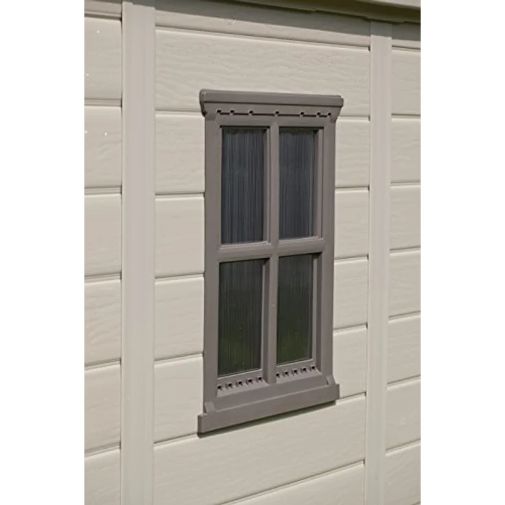 Keter Gerätehaus Factor 4x6, Beige, 4.0m³ Rauminhalt, Außenmaße (B/T/H):129.5 x 182 x 216.5 cm, wetterfest, wasserdicht, UV-beständig, Outdoor – Bild 3