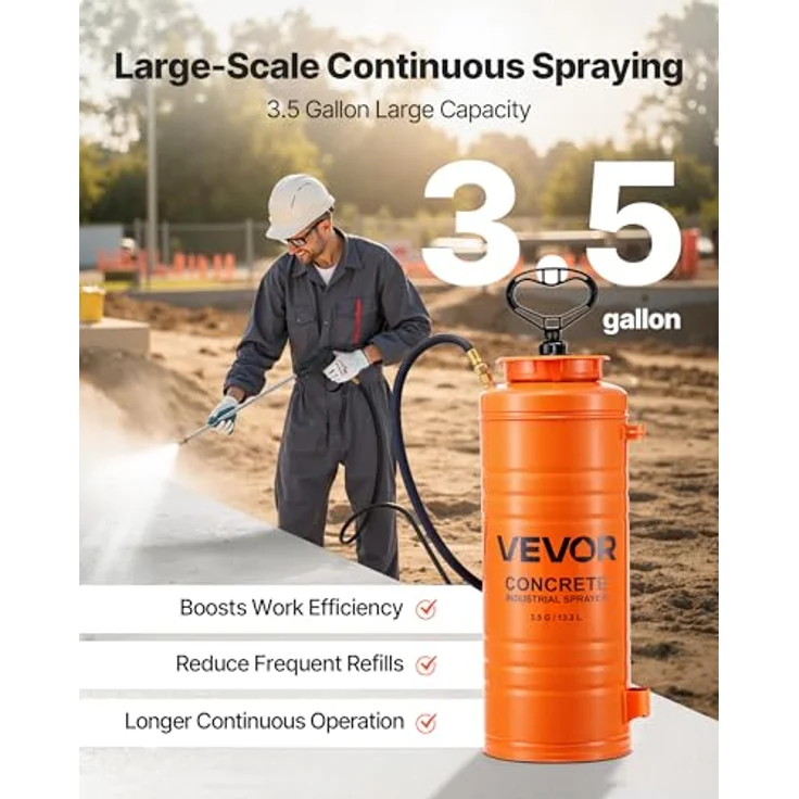 VEVOR Drucksprüher MD-132, 13,2L Edelstahl-Sprühgerät, Hochleistungs-Pumpsprüher mit ergonomischem Pistolengriff, 48 Zoll Schlauch, 2 Messingdüsen für Bau und Garten – Bild 4