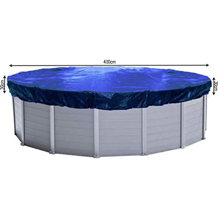 QUICK STAR Poolabdeckung, Rund, Blau, Kunststoff, 460x460 cm, witterungsbeständig, UV-beständig, inkl. Spannschnur und Spannratsche – Bild 7