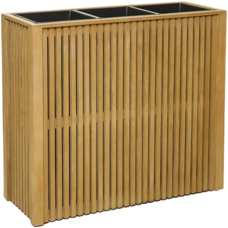 VIVANNO ELEMENTO Raumteiler Pflanzkübel aus Holz auf Rollen, Braun, 75x83x32 cm mit Einsatz für Innenbereiche – Bild 1