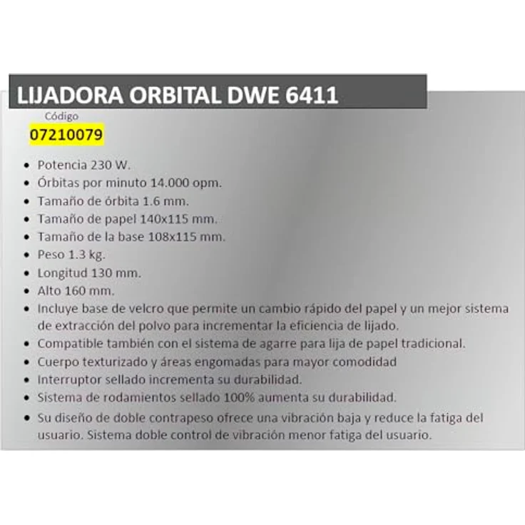 DeWalt Vibratiosnschleifer- Schwingschleifer (230 Watt, Schwingkreis-ø 1.6 mm, Schleifplatte 108 x 115 mm, Klettfix, AirLock kompatibel, inkl. Staubfangsack und Absaugadapter) DWE6411 – Bild 5