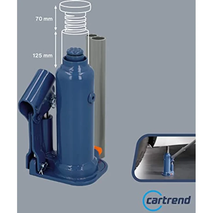 cartrend hydraulischer Wagenheber, Stockwagenheber, Stempel-Wagenheber, Tragkraft bis 5000 kg, gefertigt aus Qualitätsstahl – Bild 3