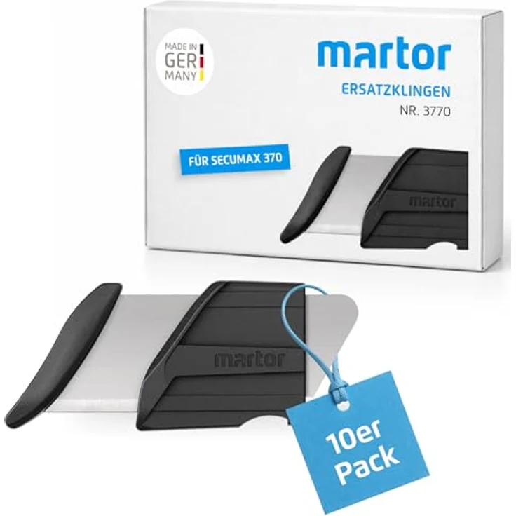 MARTOR SECUMAX-KLINGE 3770, Ersatzklinge aus Stahl und Kunststoff, 58 mm lang, 10 Stück im Klingendöschen – Bild 1