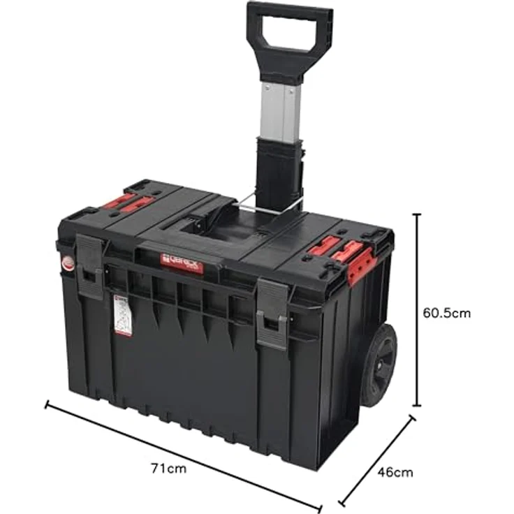 Qbrick Werkzeugkoffer System One, Mobiles Speichersystem mit Teleskopgriff und Gummirädern, 44 x 58,5 x 76,5 cm – Bild 2