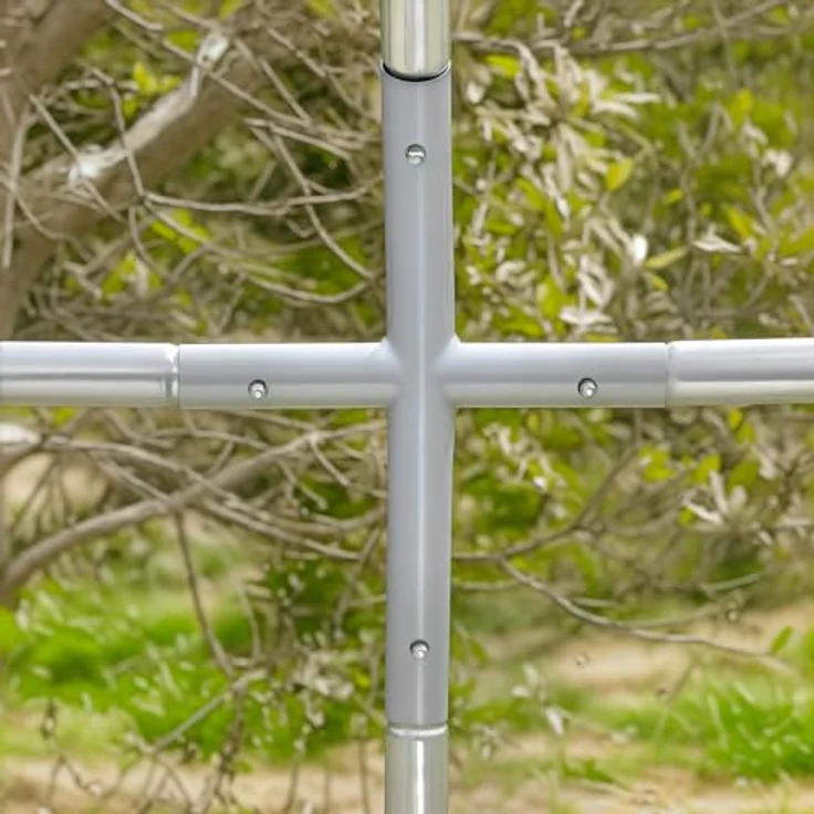 PawHut Hühnerstall aus Stahl, 280 x 190 x 197 cm, mit UV-beständiger Abdeckung, abschließbarer Tür, für 4-6 Hühner, silber – Bild 9