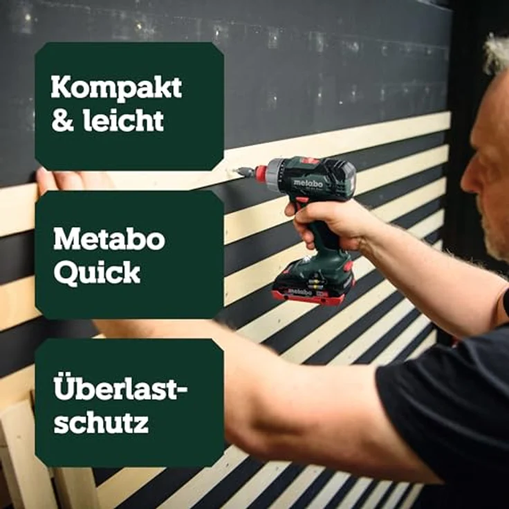 Metabo Akku-Bohrschrauber BS 18 L Quick (614052500) x 145, 18V, 2x2Ah, mit LED-Arbeitslicht und Metabo Quick-System – Bild 8