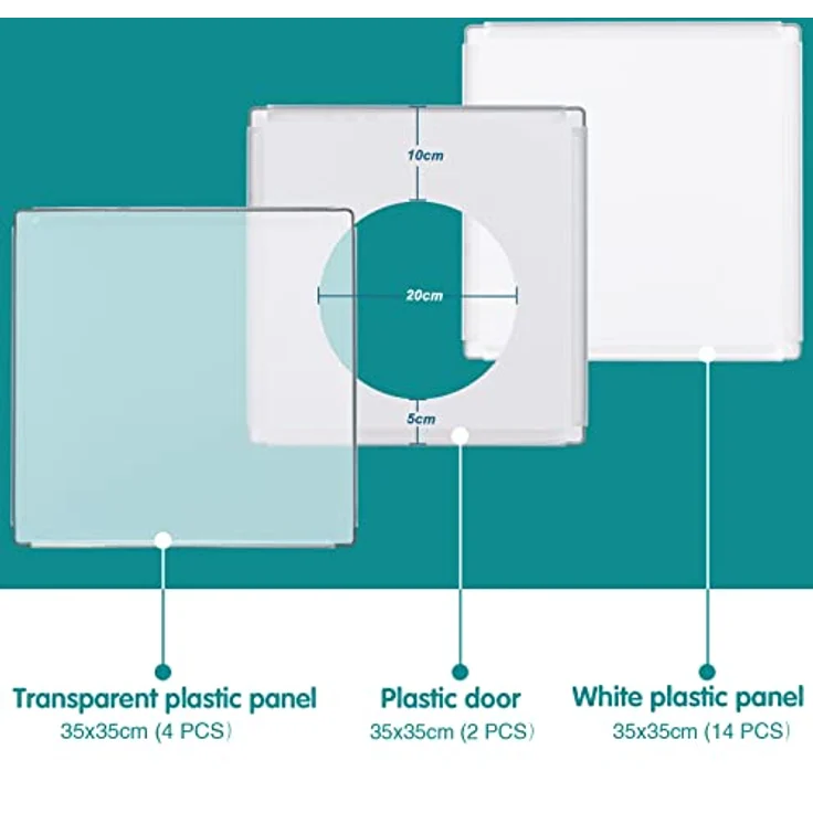 EUGAD Freilaufgehege Kaninchen, Freigehege Meerschweinchen, Welpenauslauf, Kleintiergehege für drinnen, Gehege für Chinchilla Hamster, mit Hammer, Weiß + Transparent, 175x75x35cm 0047WL – Bild 4
