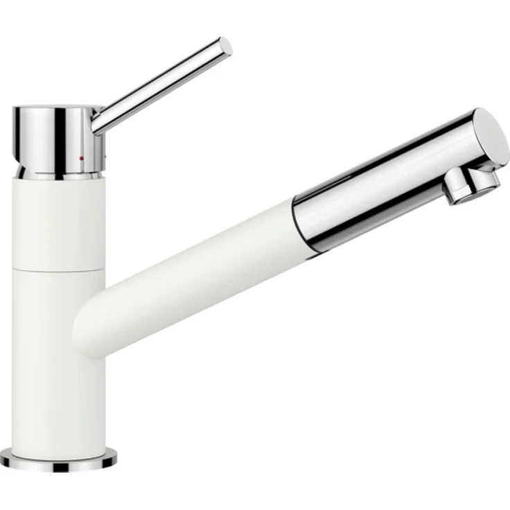 Blanco KANO-S Küchenarmatur Niederdruck mit Schlauchbrause, silgranitweiß/chrom, 120° schwenkbarer Auslauf – Bild 1
