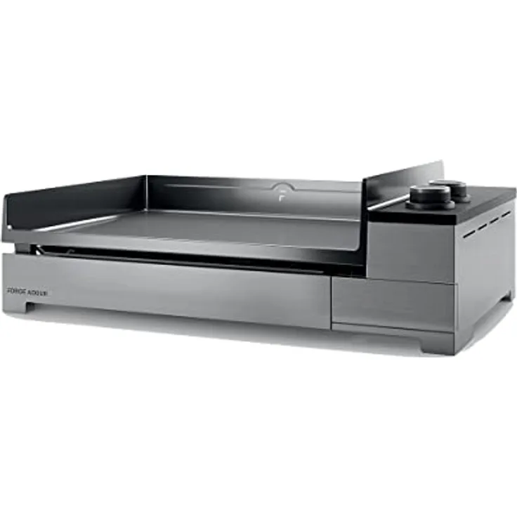 FORGE ADOUR Plancha Gas-Plancha Premium Gas 60 Chassis Edelstahl, Doppelwandiges Gehäuse, 5300 W, 2 aluminierte Brenner