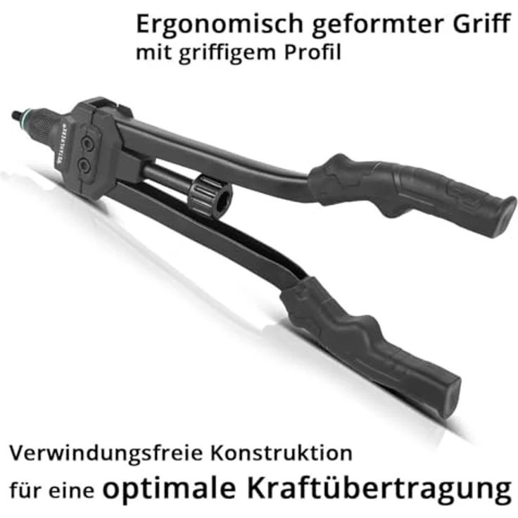 STAHLWERK Blindnietzangen Set NZ-16 ST, Nietzange mit Wechsel-Gewindedorn M3-M12, inkl. 70 Nietmuttern und Koffer – Bild 3