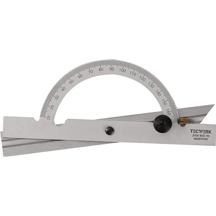 NORDWEST Winkelmesser Gradbogen-D.150mm, verstellbare Messschiene mit 300mm Länge, mattverchromt