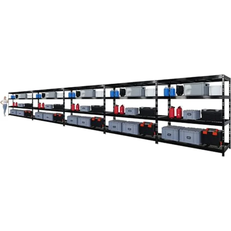 Proregal Schwerlastregal Mega Deal Profi RHINO, 180 x 200 x 60 cm, Traglast 500 kg pro Boden, 4 Böden, schwarz, pulverbeschichtet – Bild 6