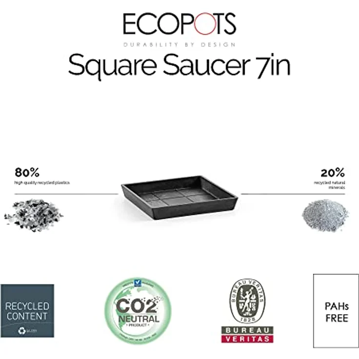 ECOPOTS Rotterdam Unterschale - Anthrazit 18 cm – Bild 2