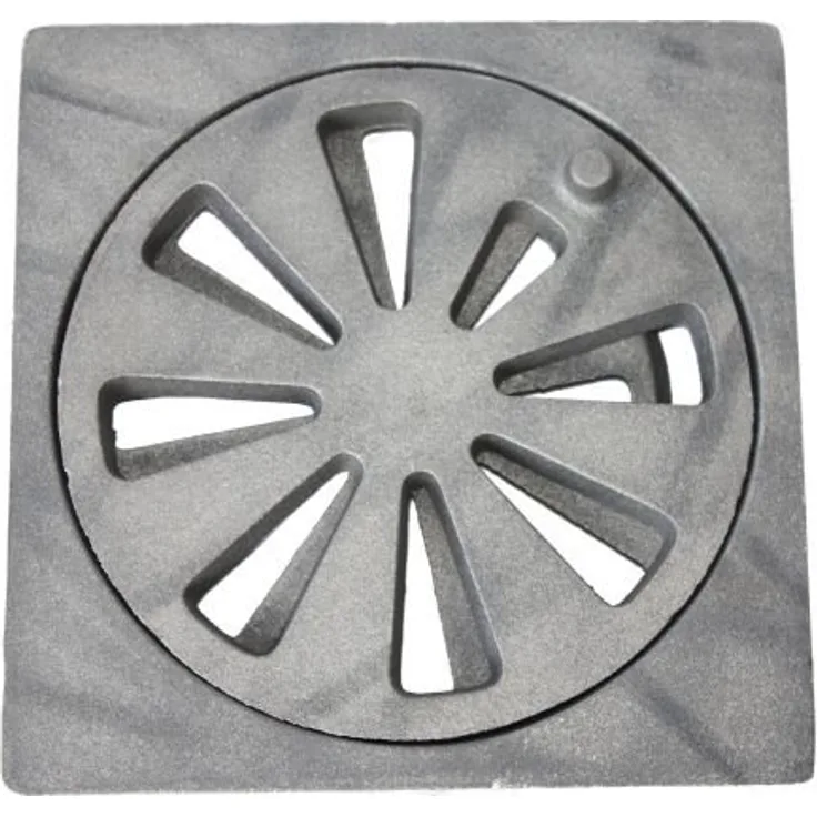 FIREFIX 1502/6 Rüttelrost aus Guss, rund ø 190 mm, inklusive rechteckige Auflage, 25 mm Materialstärke, 210 x 210 mm (Breite x Tiefe), Schwarz