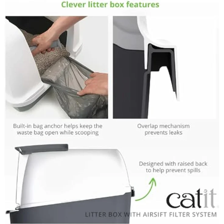 Catit Jumbo Katzentoilette mit Abdeckung, Grau – Bild 3