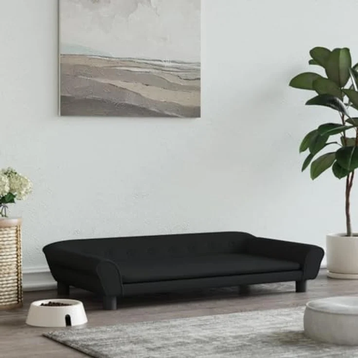 vidaXL Hundebett Schwarz 100x50x21 cm Samt – Bild 2