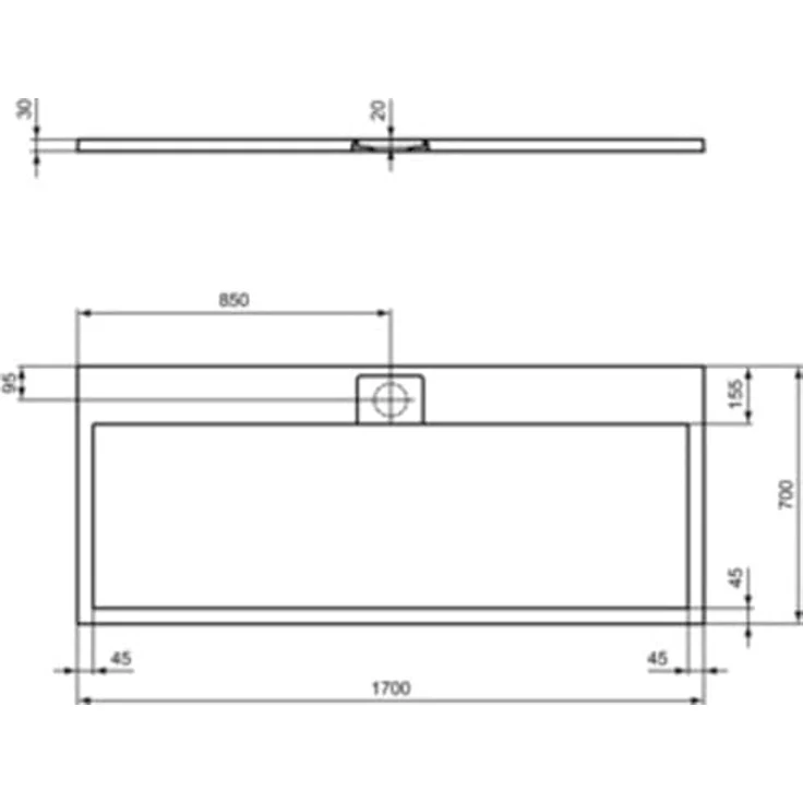 Ideal Standard Ultra Flat S i.life Rechteckige Duschwanne 170 x 70 cm aus Kunstharz, rutschfest, mattes Finish in Sand – Bild 2