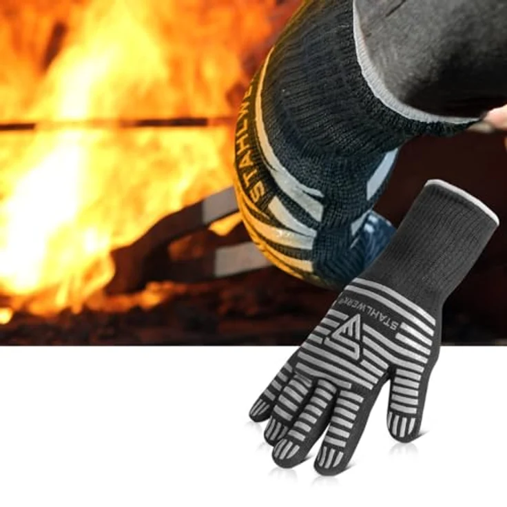 STAHLWERK Hitzebeständige Arbeits- und Thermohandschuhe, feuerfest bis 800°C, EN 407:2004, aus robustem ARAMID-Gewebe, rutschfest und komfortabel – Bild 5