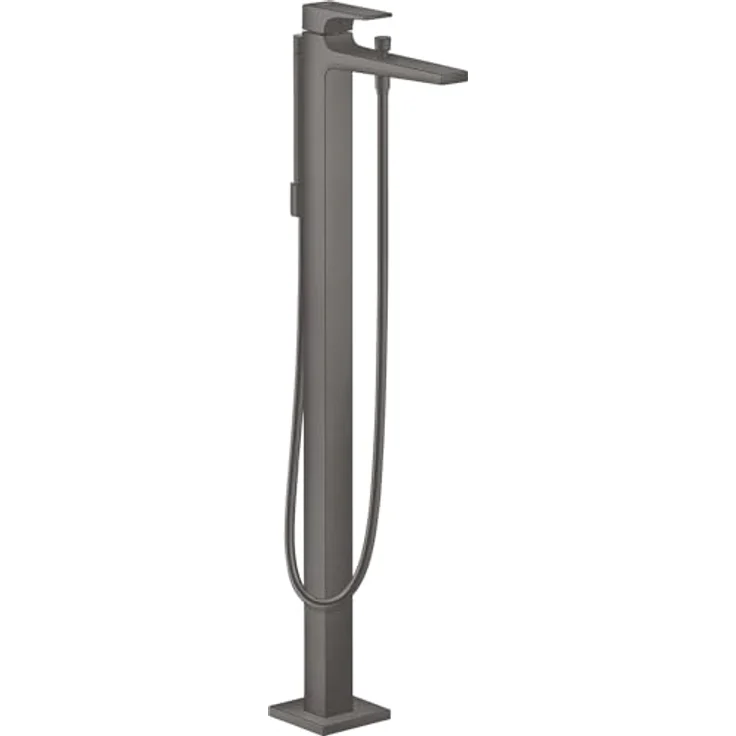 hansgrohe HG Fertigmontageset METROPOL EH-Wannenmischer, bodenstehend, gebürstete Oberfläche Schwarz, Keramikmischsystem, automatische Rückstellung, integrierter Rückflussverhinderer – Bild 1