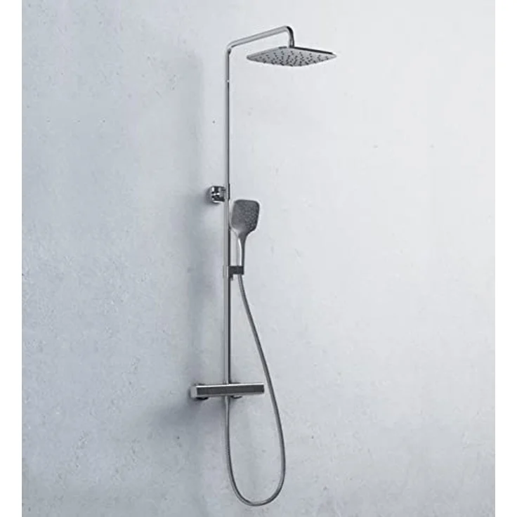 RAVAK DUAL-DUSCHSYSTEME DUSCHSÄULE mit Thermostat-Duscharmatur, 25 cm Duschkopf, Handbrause mit 3 Funktionen, verstellbar 85.5 - 135.5 cm, Chrom – Bild 2