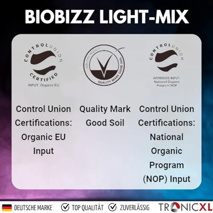 TronicXL 2 x Dünger All in One für BioBizz + 2 Sack Light Mix Grow Erde für Anzucht & Blüte Lightmix Komplett Set Anbau Try Pack, Made in Germany, organisch, 20 Liter, 1L – Bild 5