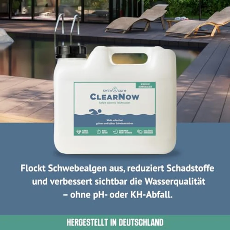 swimcare Teichpflege ClearNow, 1 Liter für sofort klareres Teichwasser, effektive Ausflockung von Schwebealgen – Bild 4