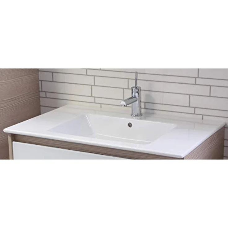 Fackelmann Waschbecken KERA 810 Waschtisch aus Sanitärkeramik Maße (B x H x T): ca. 81 x 16,5 x 51 cm hochwertiges Becken fürs Badezimmer und WC, weiß – Bild 3