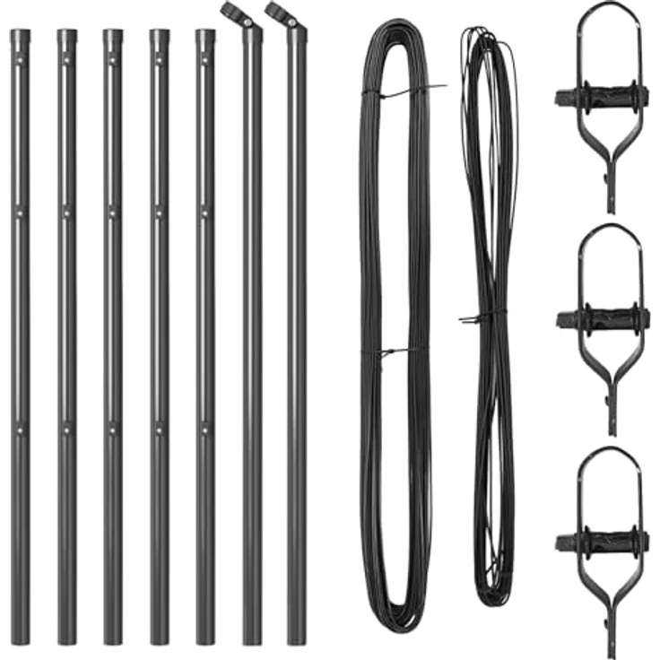 vidaXL Zaunpfosten 7 Stück, zylindrisch, grau, Ø32 mm, 120 cm, galvanisierter Stahl – Bild 4