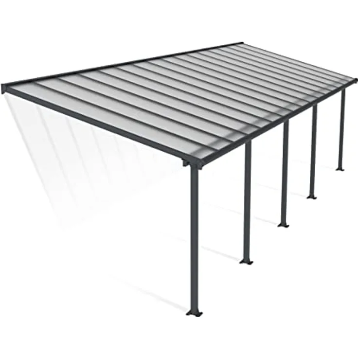 Palram Canopia Olympia Terrassenüberdachung 3X10 - Gestell aus Alumiuium & 16 mm Polycarbonat - Terrassendach für den ganzjährigen Gebrauch geeignet, Grau