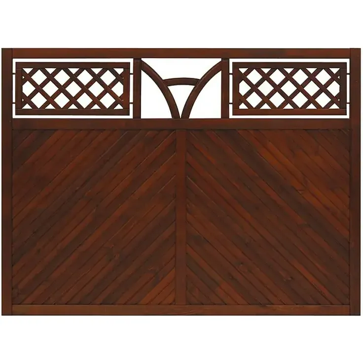 Andrewex Sichtschutzelement Toulon, Halbhoher Sichtschutzzaun aus Kiefernholz mit dekorativem Ornament-Gitter, Braun
