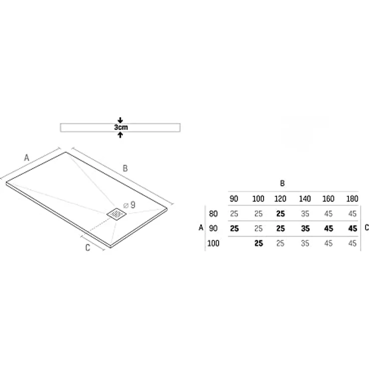 VERONI Duschwanne Kompositstein mit Schiefer-Muster, flach 160 x 90 x 3 cm, grau, rutschhemmend und antibakteriell – Bild 5