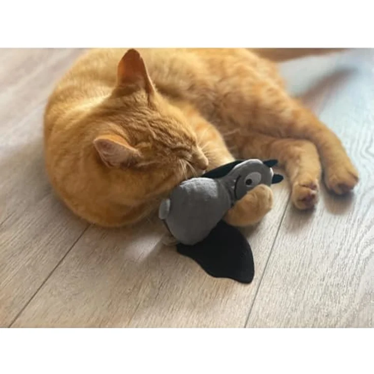 Aumüller Fledermaus Frido, Tierkuscheltier Katzenspielzeug mit Baldrianfüllung und raschelndem Öko-Dinkelspelz, 23 x 15 x 3,5 cm – Bild 3