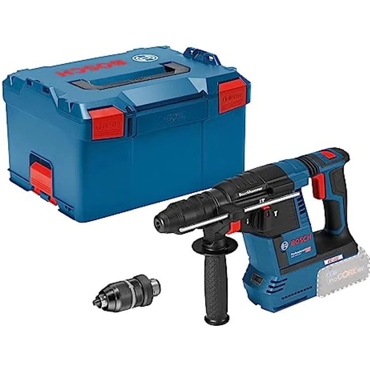 Bosch Professional 18V System Akku Bohrhammer GBH 18V-26 F (1025 Watt, 2.6 Joule, SDS plus, KickBack Control, inkl. Schnellspannbohrfutter 13 mm, Zusatzhandgriff, Hammer Bohr, ohne Akku, im L-BOXX) – Bild 1