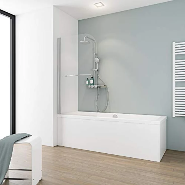 Schulte D1680 41 50 Komfort Duschabtrennung für Badewanne, chromoptik, 80 x 140 cm, Montage links/rechts inkl, Handtuchhalter – Bild 1