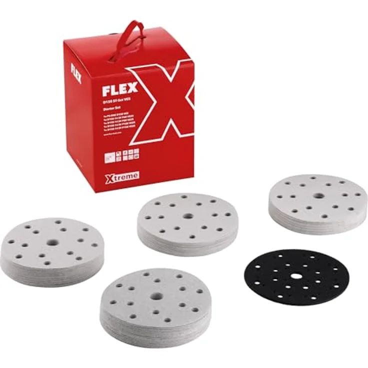 FLEX Akku-Exzenterschleifer ORE 5-150 18-EC C, 18 V mit Drehzahlregelung, inkl. Staubsack und Schleifpapier Set D150 (rot) – Bild 3